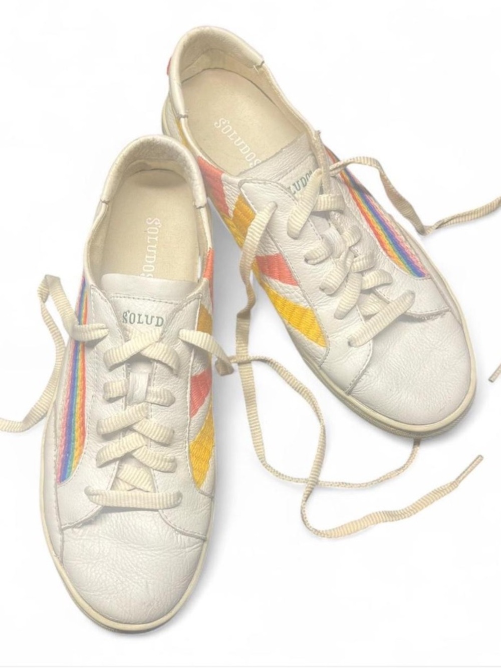 Soludos Rainbow/Sunshine Leather Sneakers, 7.5